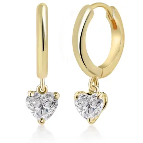 Brass 18k Rose Gold Heart Shape Crystal Clip On Earring Pair For Women