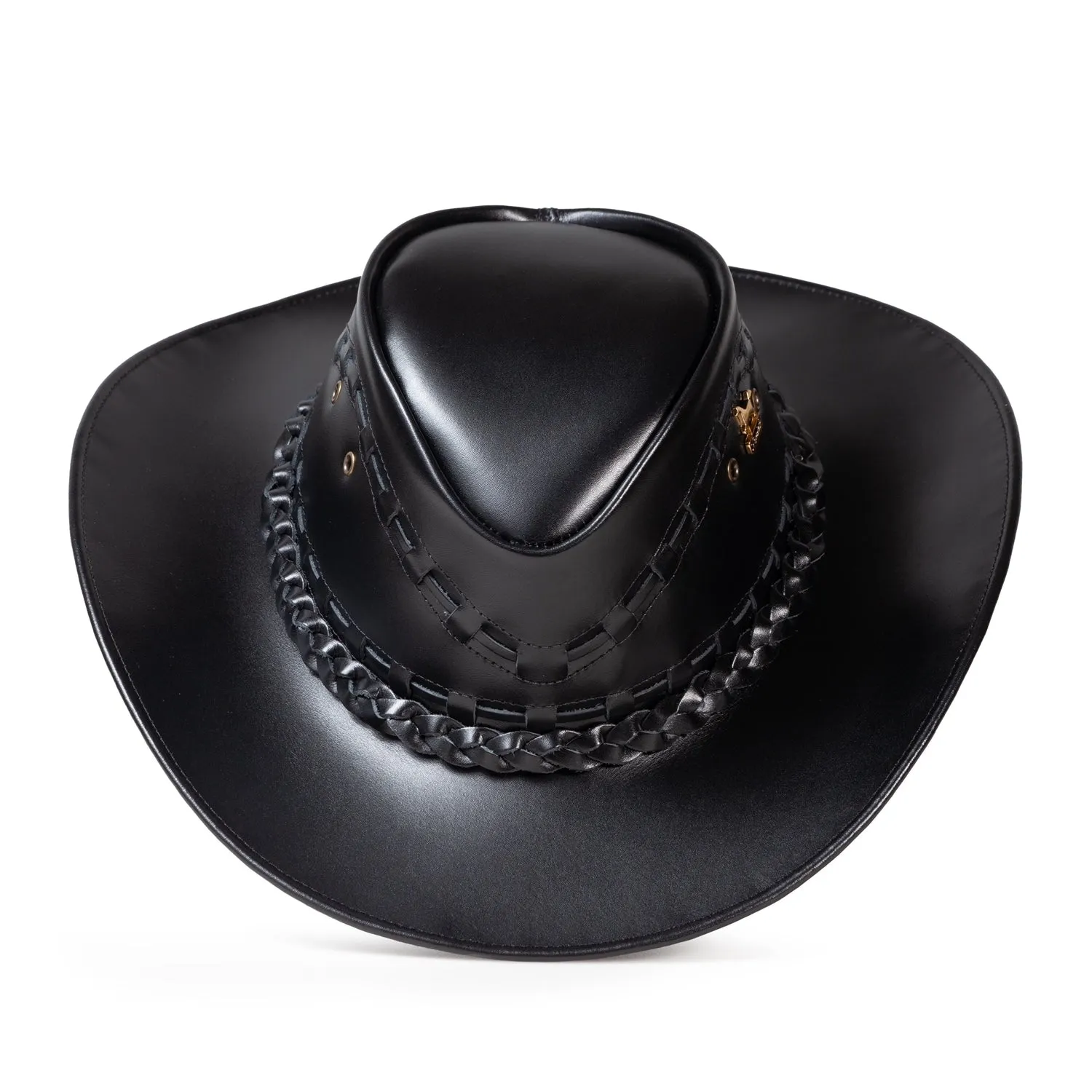 Brunello's Smooth Texture Leather Hat in Black