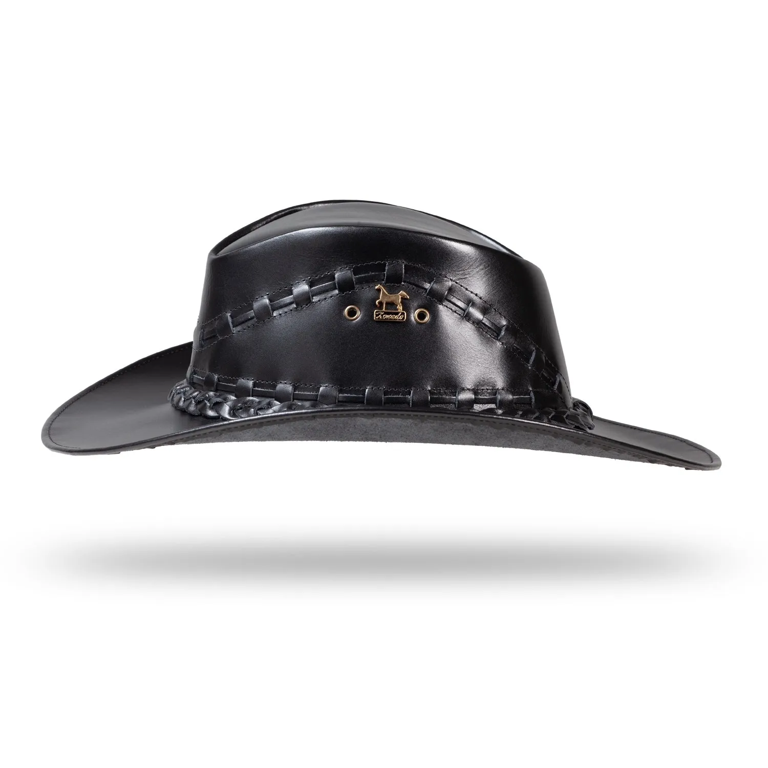 Brunello's Smooth Texture Leather Hat in Black