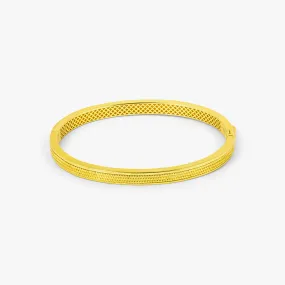 Buckingham Rope Hinge Cuff Bangle in Yellow Gold Plated Silver