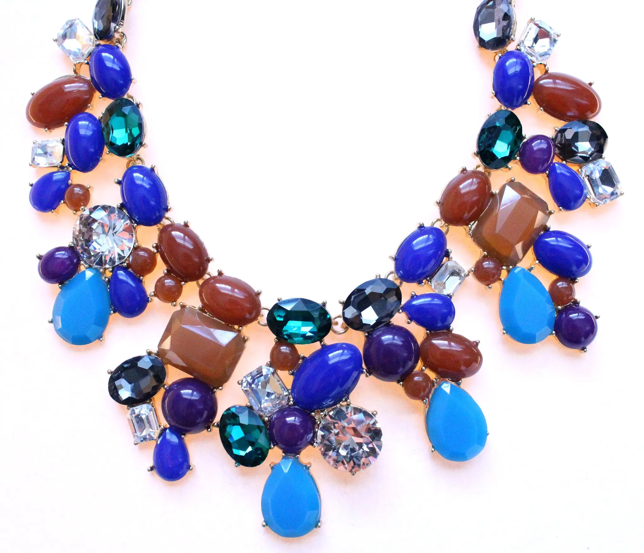 Candy Color Mix Statement Necklace- Blue