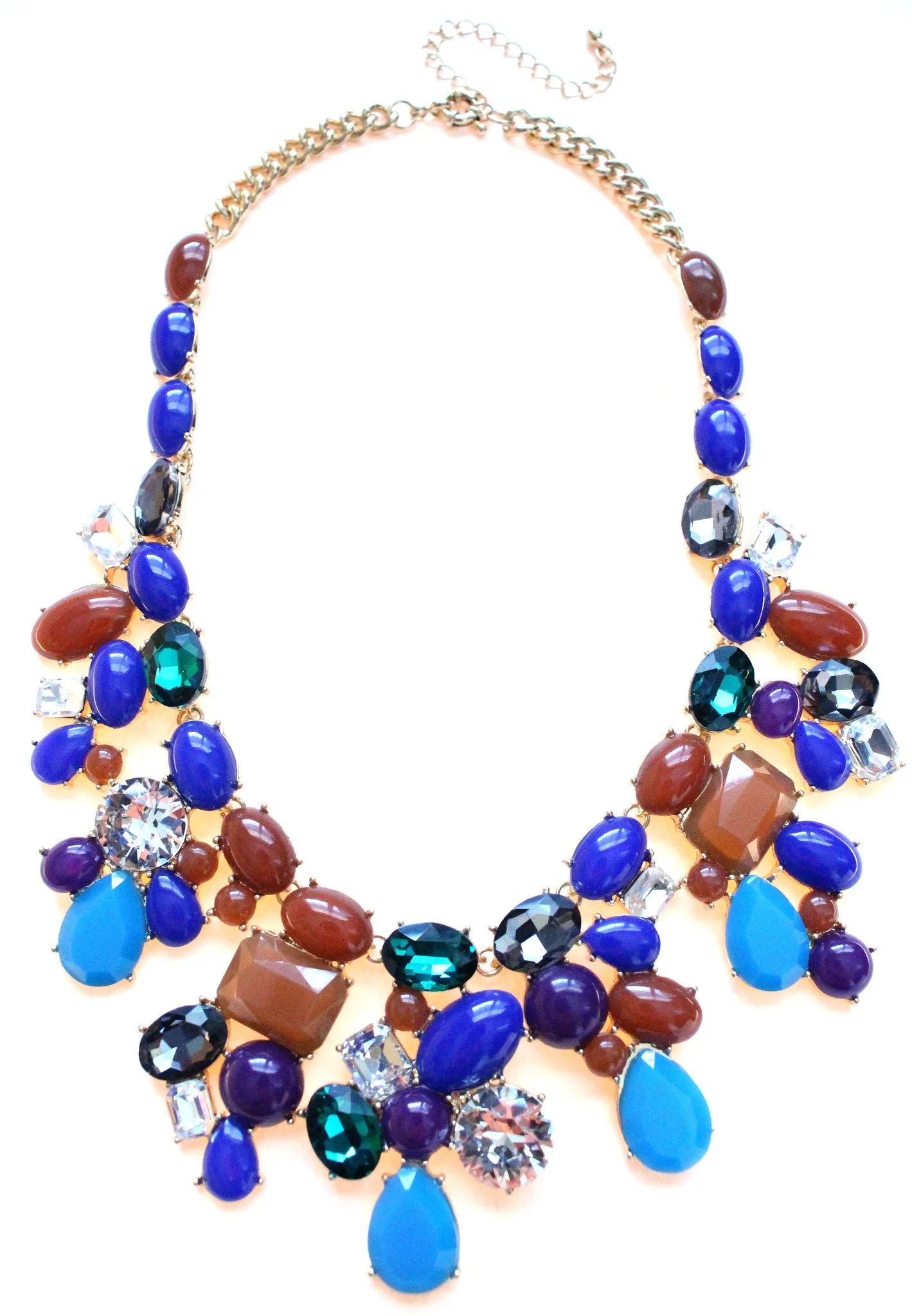 Candy Color Mix Statement Necklace- Blue