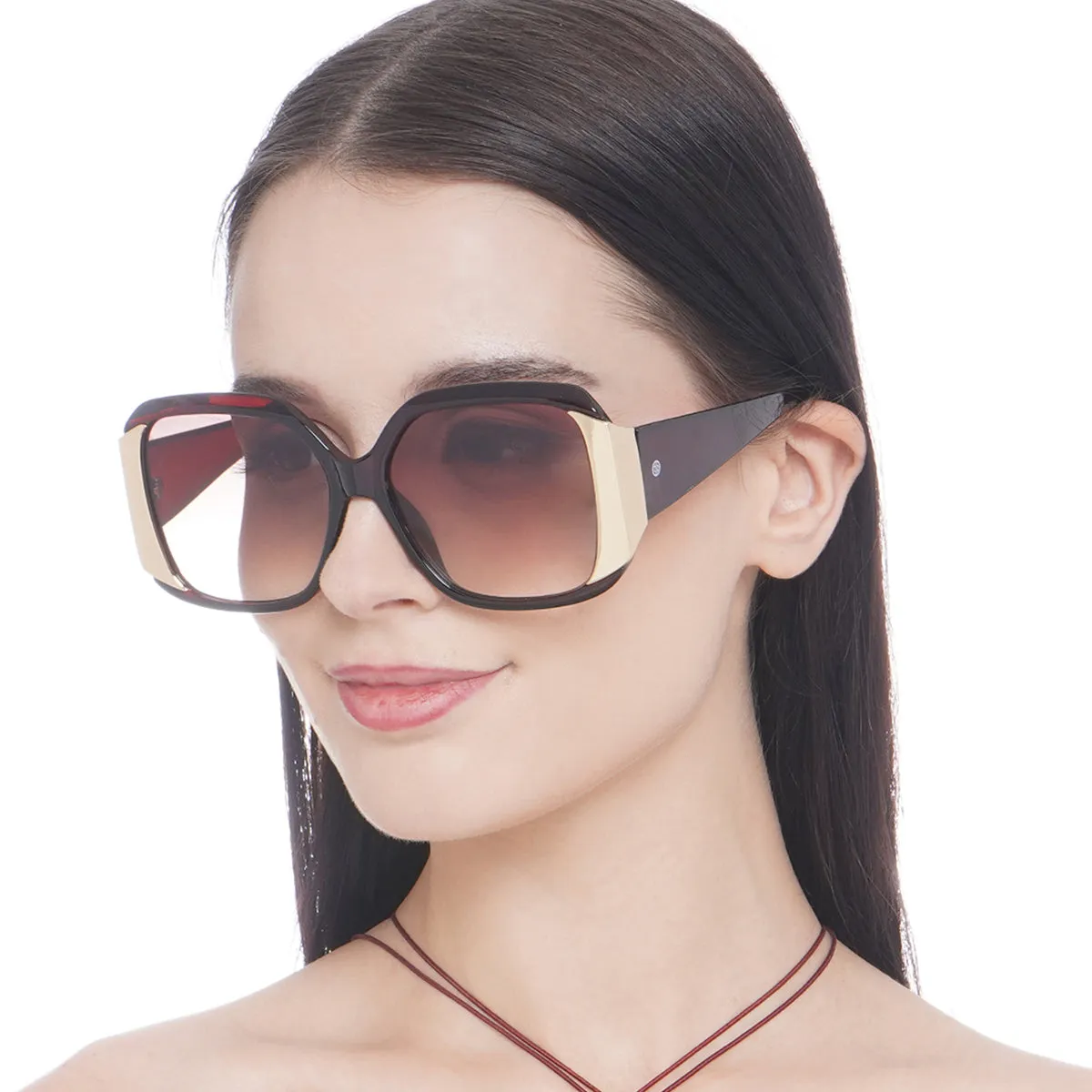 Carlton London Brown & Gold Toned Uv Protected Oversized Sunglasses For Women