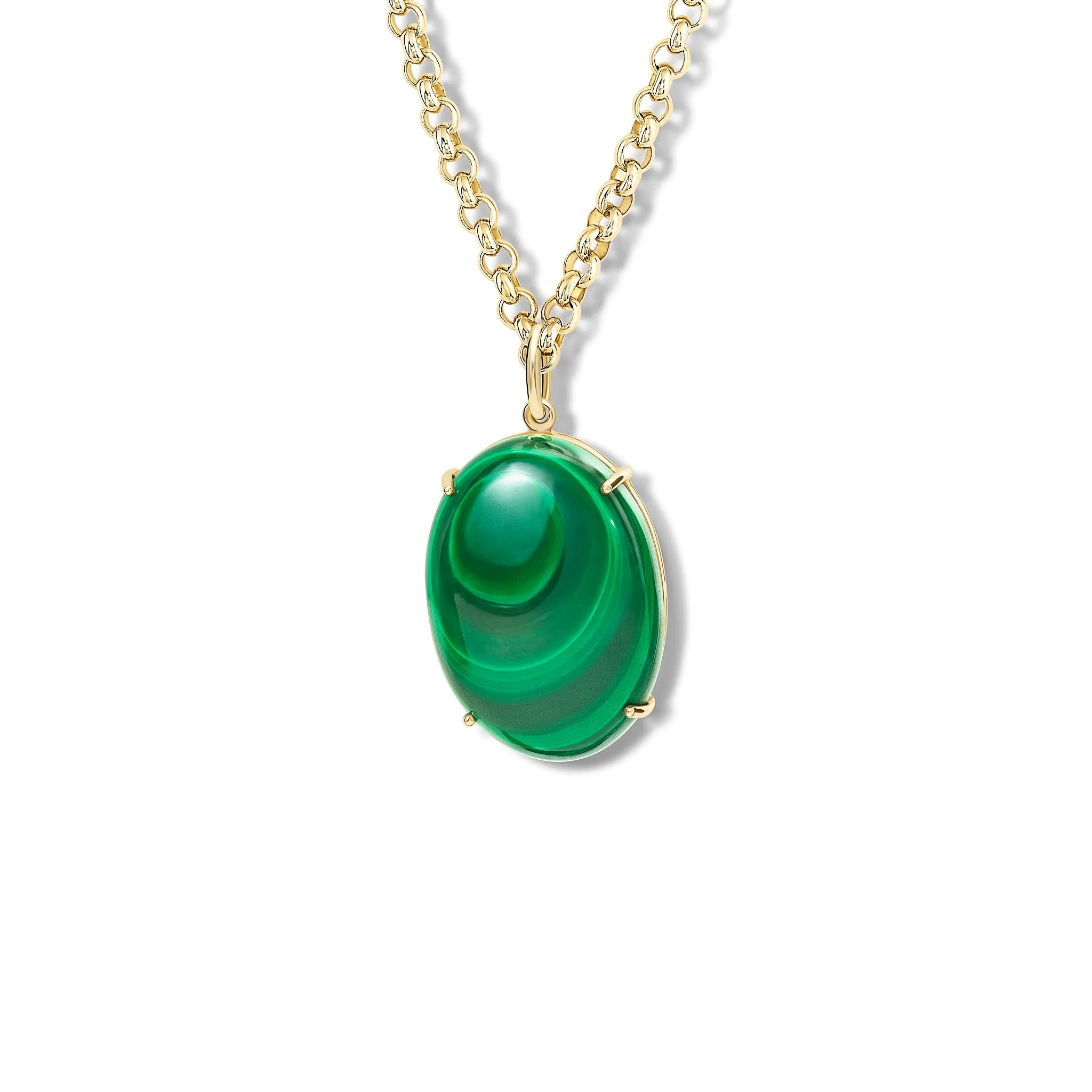 Carrelino Necklace Pendant Yellow Gold - Malachite