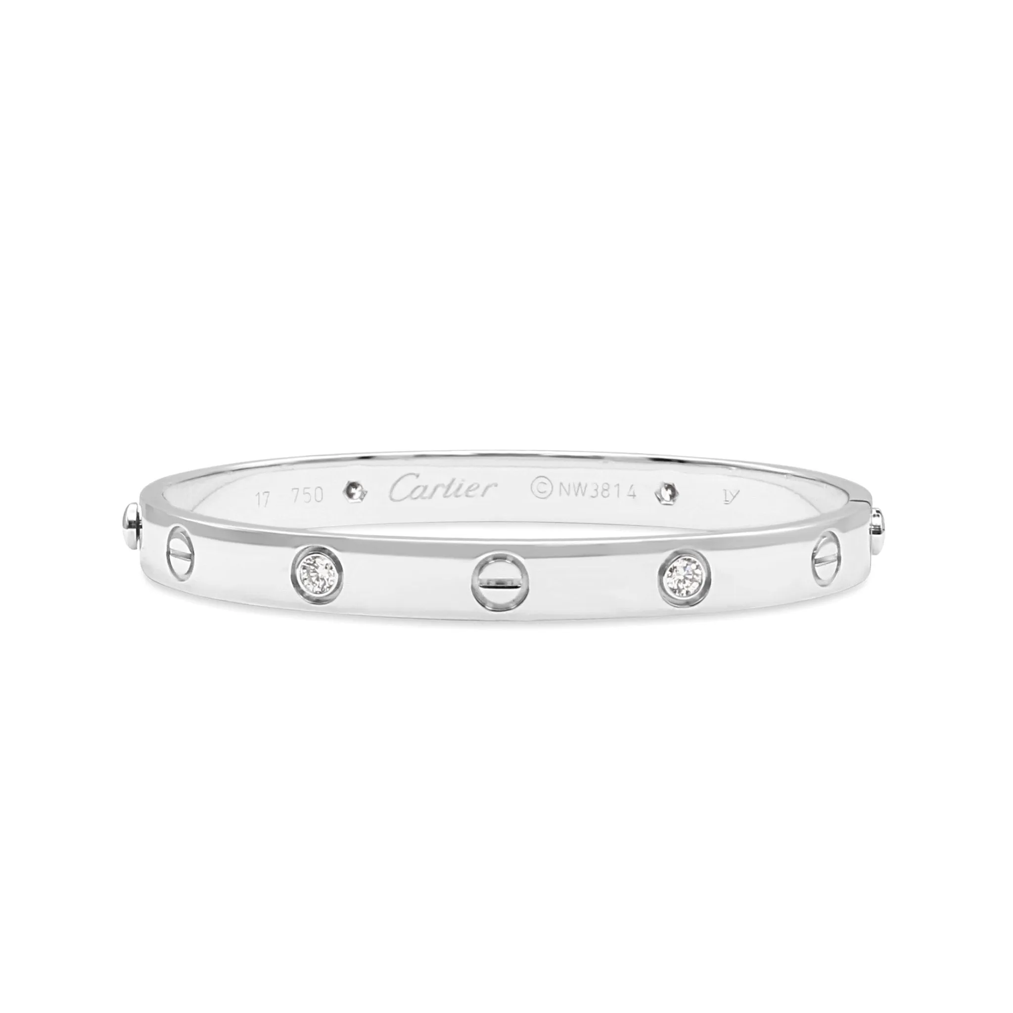 Cartier Diamond Set Love Bangle Size 17 - 18ct White Gold