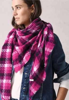 Cecil fluffy triangle scarf in Pink Check Print 572541