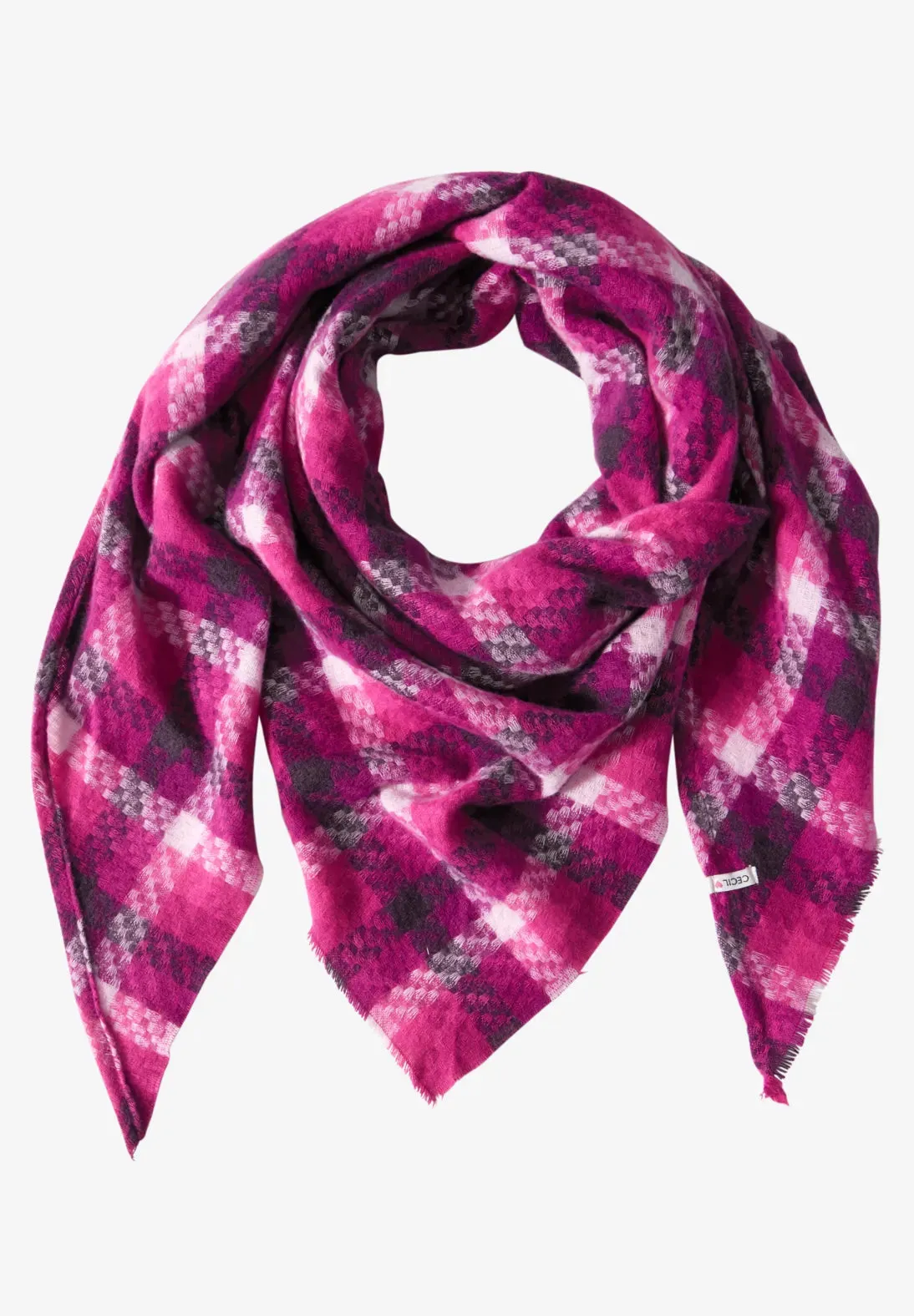 Cecil fluffy triangle scarf in Pink Check Print 572541