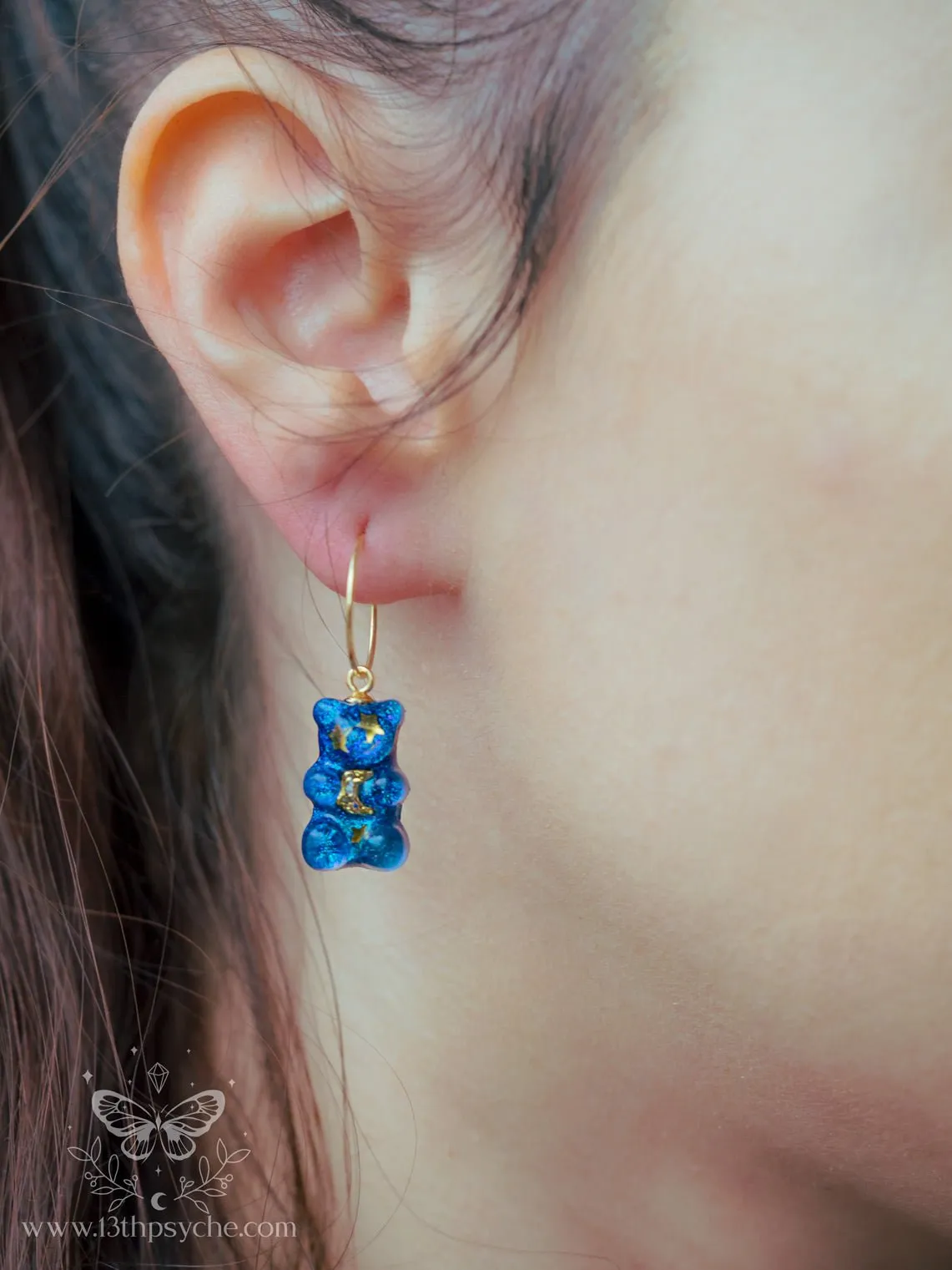 Celestial inspired Gummy bear hoop earrings