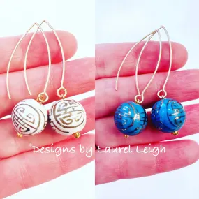 Chinoiserie Longevity Drop Earrings