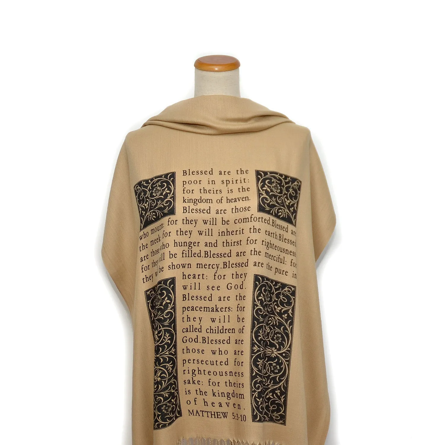 Christian Bible Verse Scarf (Psalm 23 and The Beatitudes Matthew 5:3–10)