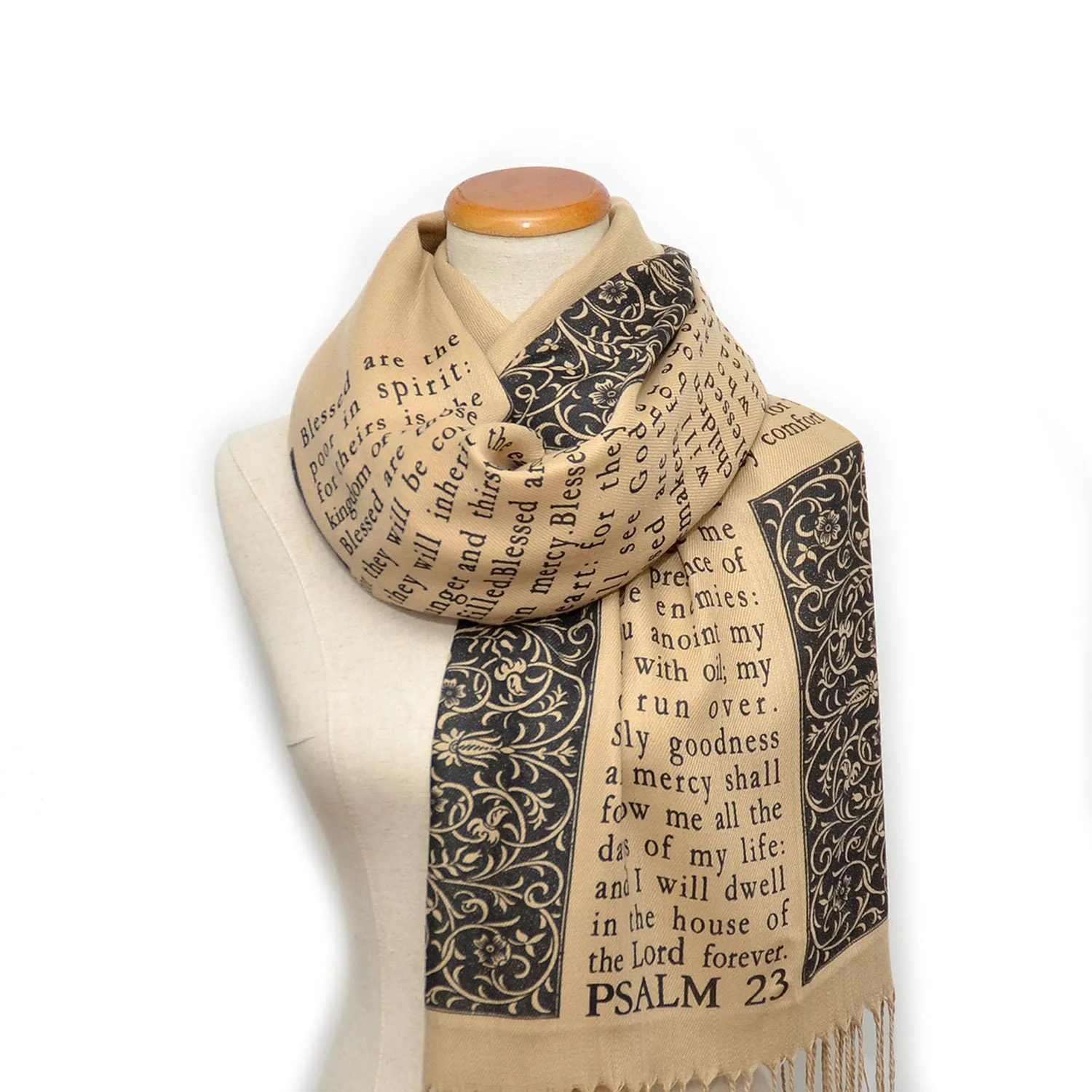 Christian Bible Verse Scarf (Psalm 23 and The Beatitudes Matthew 5:3–10)