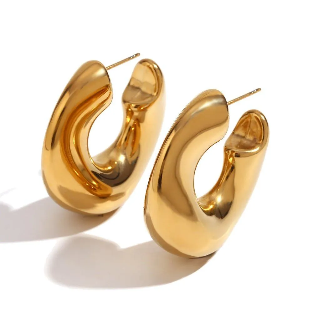 Chunky Gold & Silver Thick Hoop Earrings - Trendy Unisex Statement Earrings