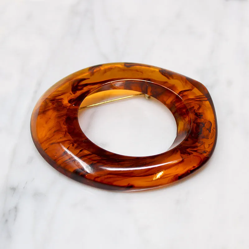 Chunky Modernist Sculptural Lucite Brooch