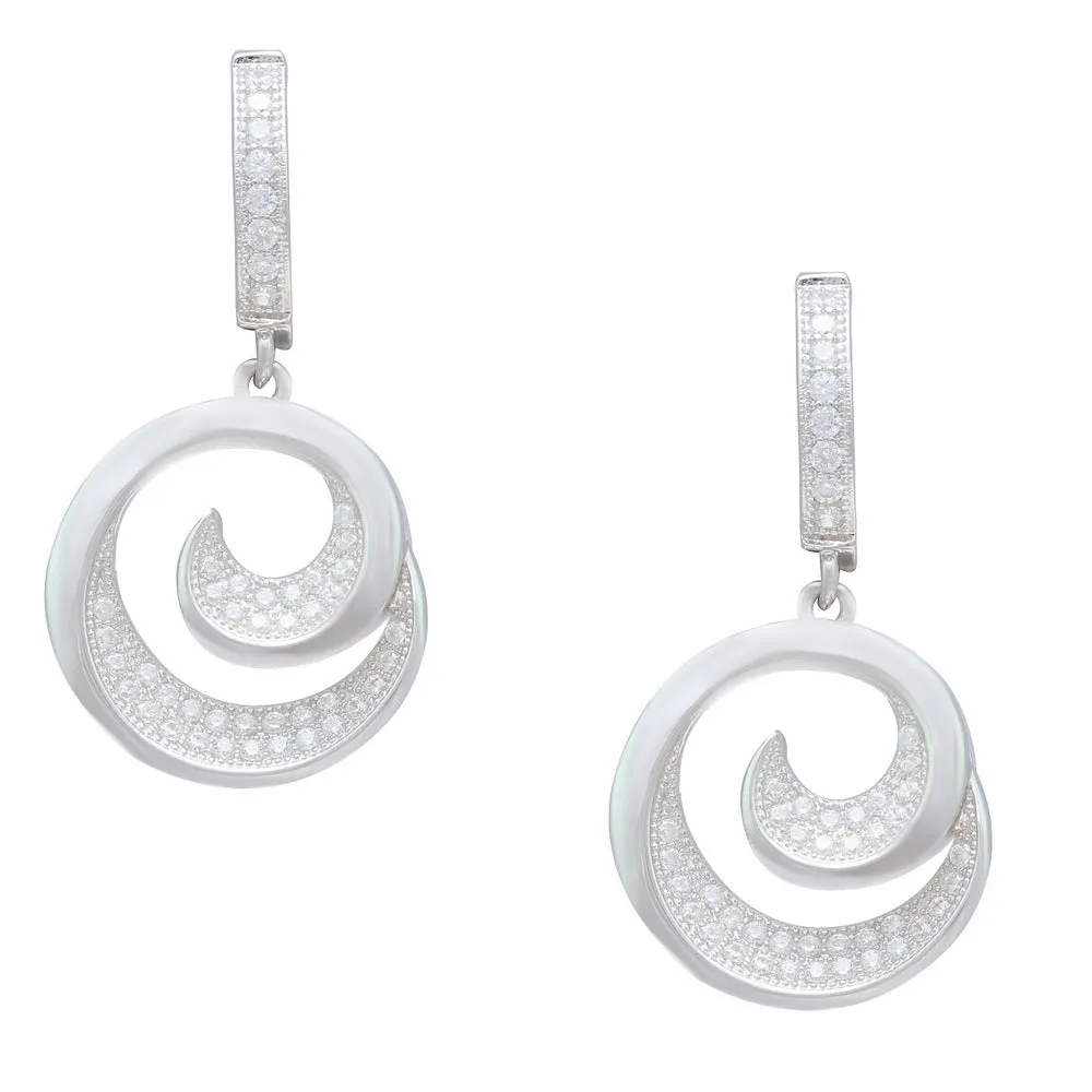 Circular Spiral CZ Earrings IJ15CSSER020