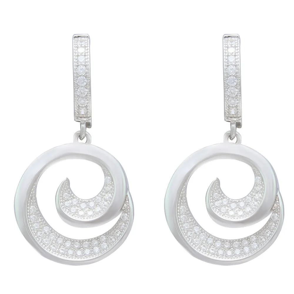 Circular Spiral CZ Earrings IJ15CSSER020