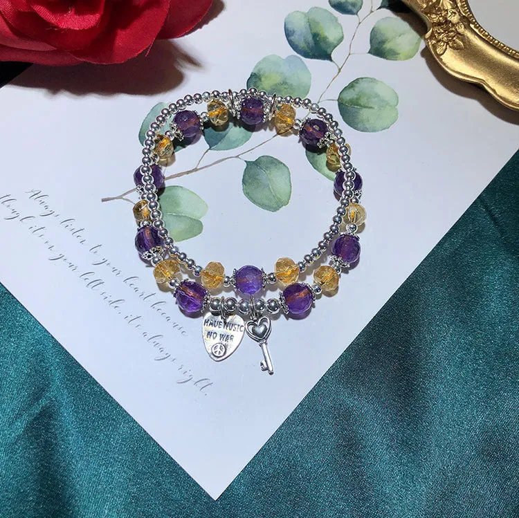 Citrine Amethyst Double-layer Bracelet