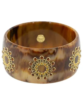 Citrine and Smoky Quartz Brown Bakelite Bangle