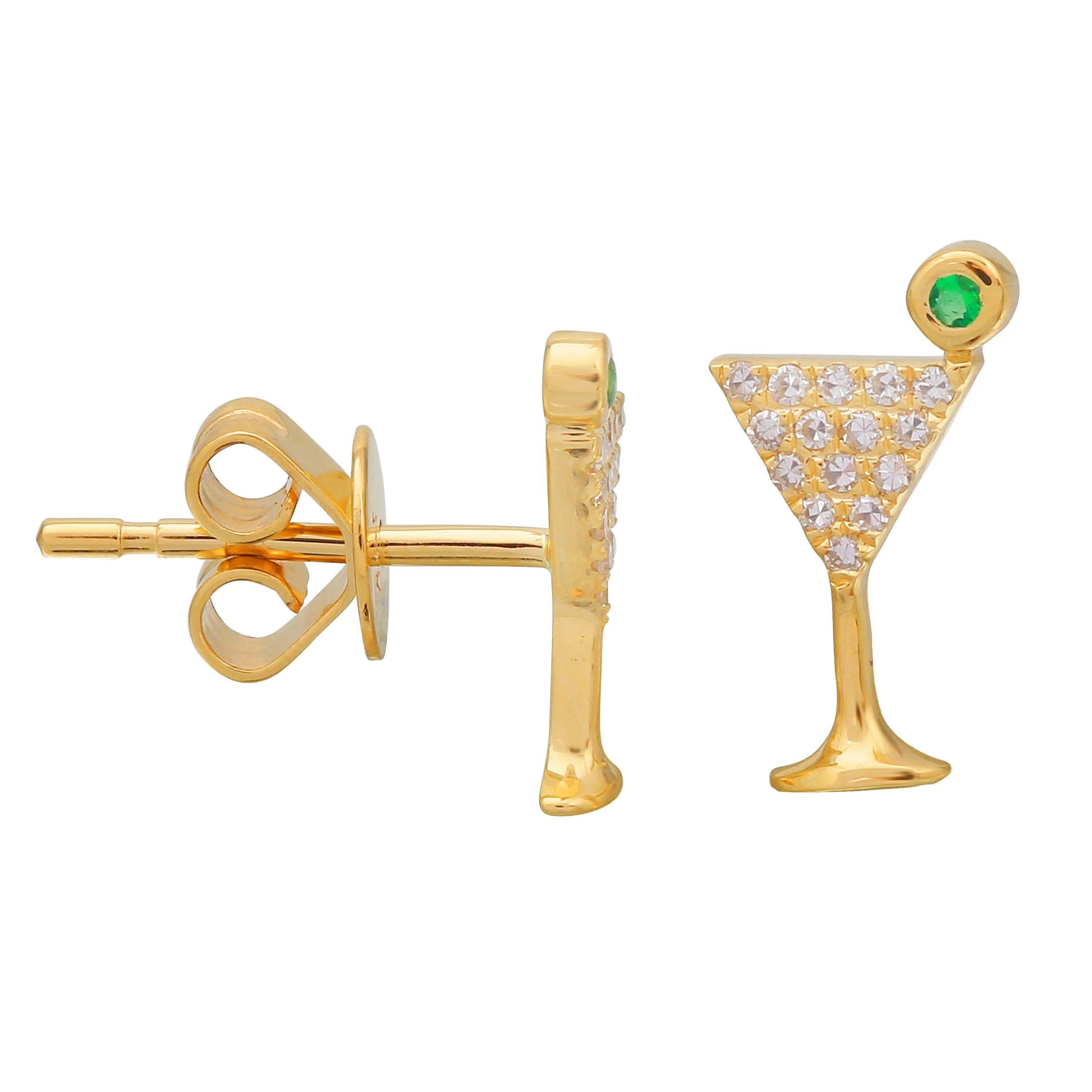 Cocktail Martini Stud Earrings