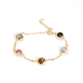 Colorful Crystal Tourmaline Bracelet for Women's Wealth Transfer