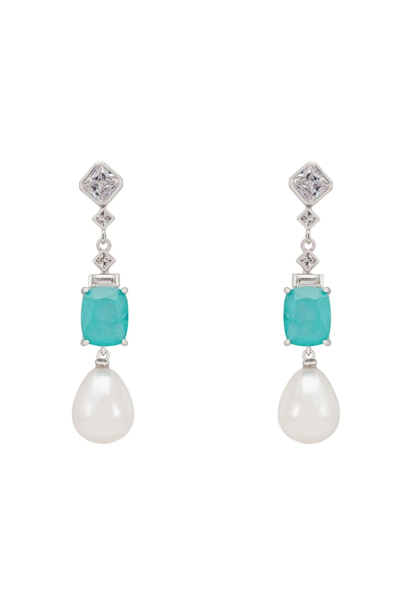 Cordeilla Paraiba Tourmaline & Pearl Earrings Silver