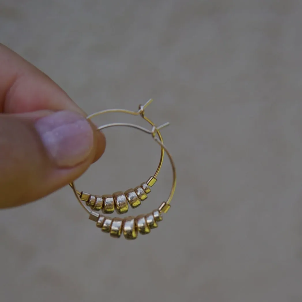 Croissant Beaded Hoop Earrings