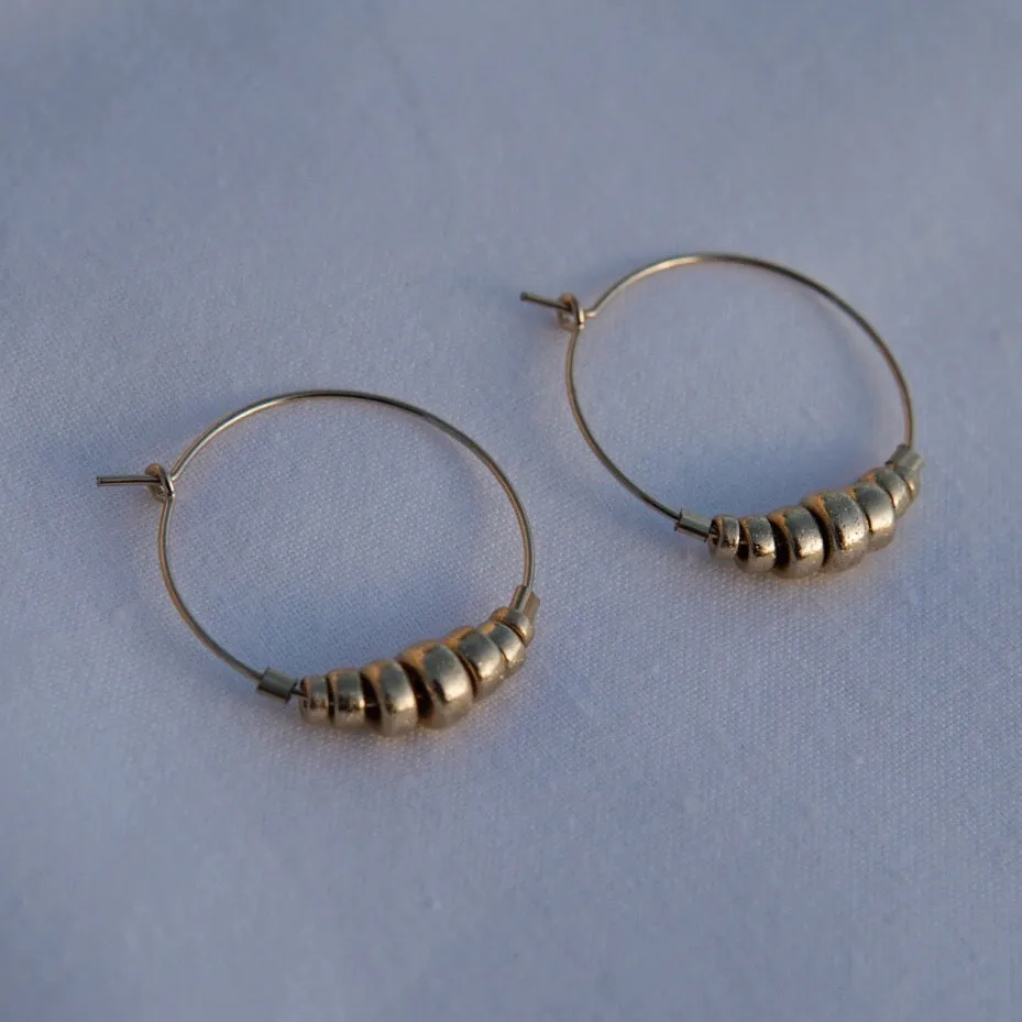 Croissant Beaded Hoop Earrings