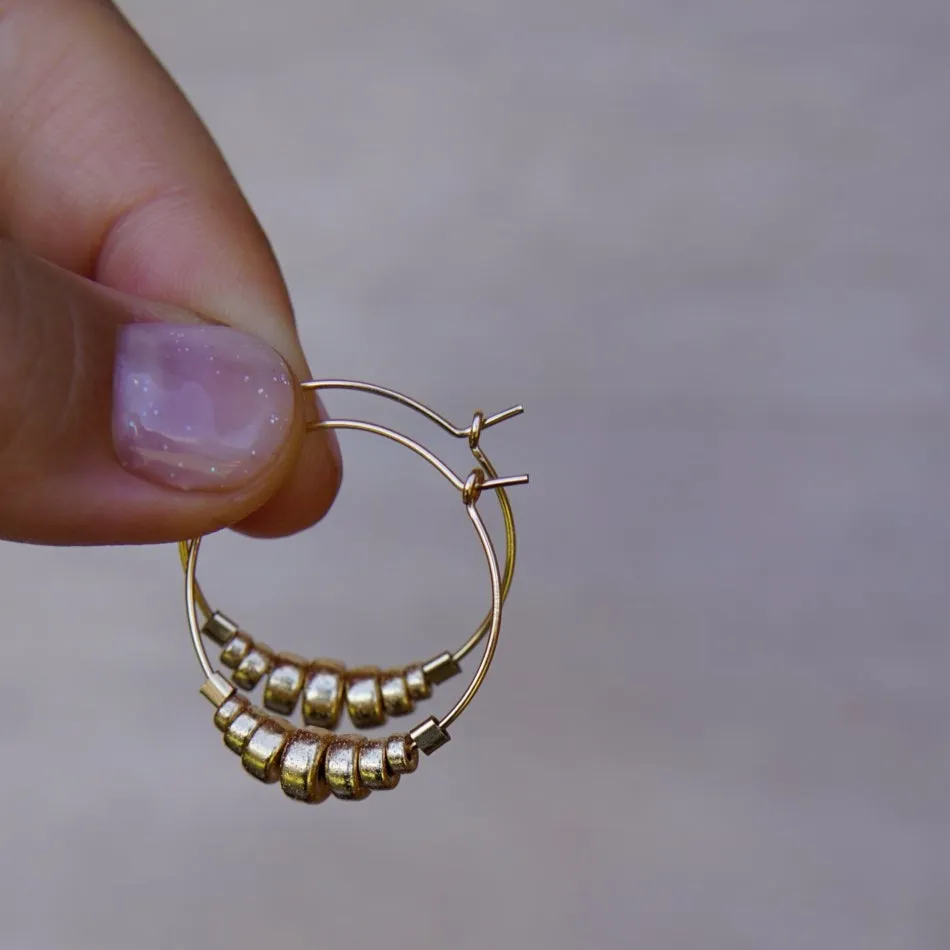 Croissant Beaded Hoop Earrings