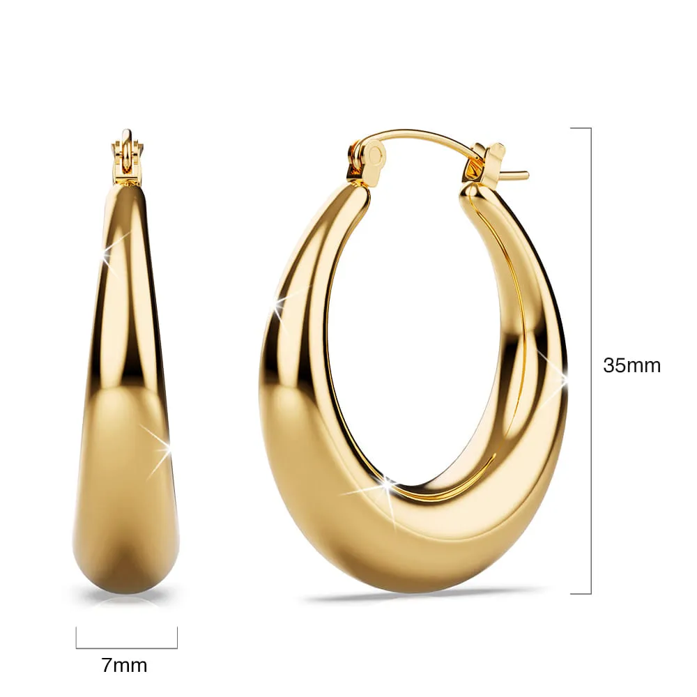 Csilla Gold Dome Hoop Earrings - 35mm