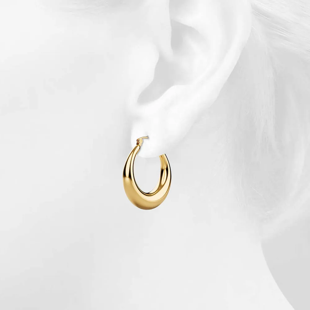 Csilla Gold Dome Hoop Earrings - 35mm