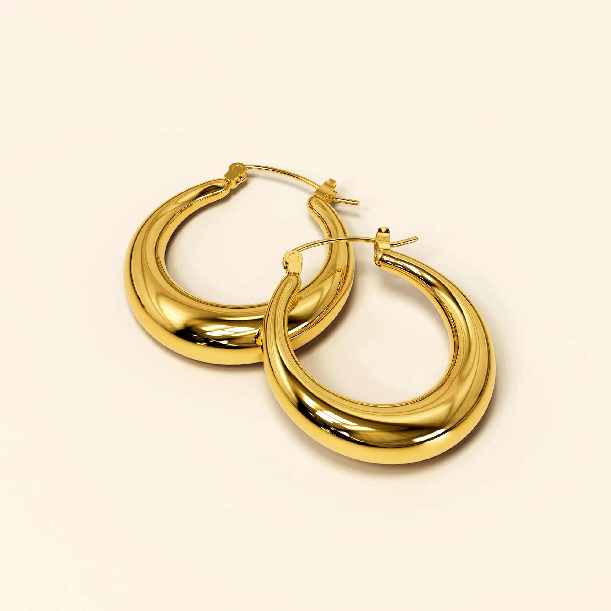 Csilla Gold Dome Hoop Earrings - 35mm