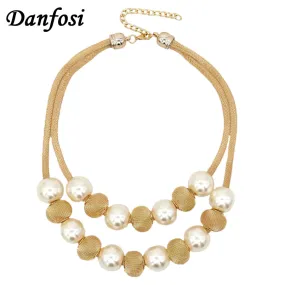 Danfosi 3 Colors Fashion Imitation Pearl Necklace Women Collar Choker Beads Statement Necklaces & Pendants Jewelry Accessories