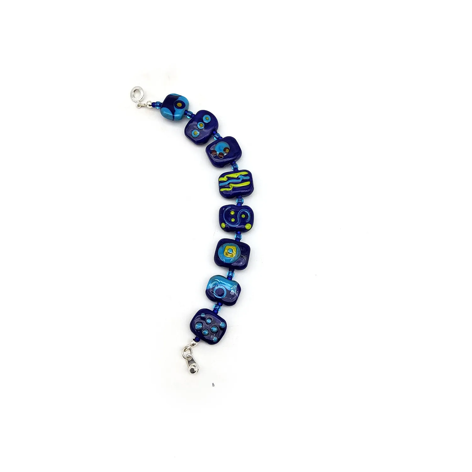 Dark Blue Glass Bead Bracelet