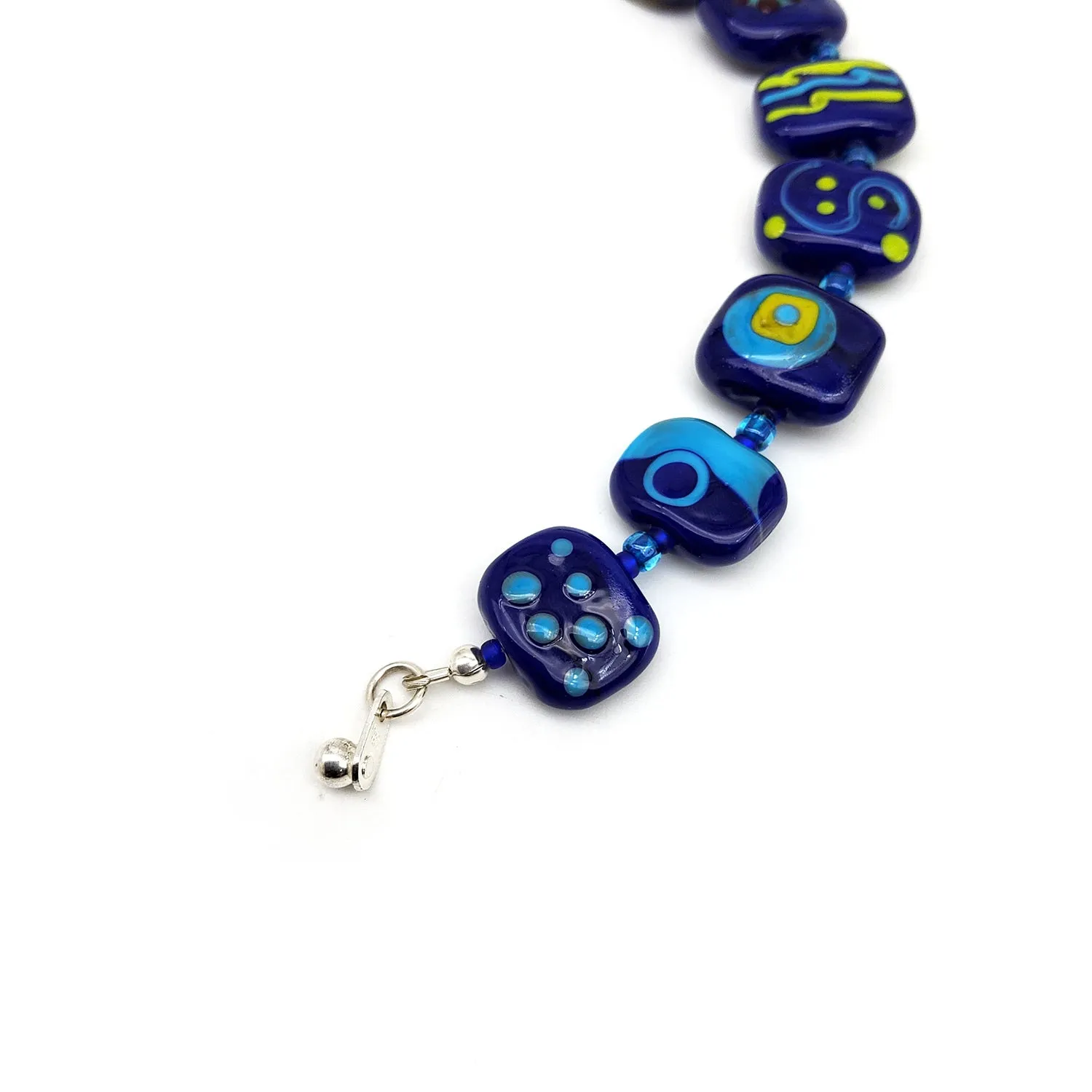 Dark Blue Glass Bead Bracelet