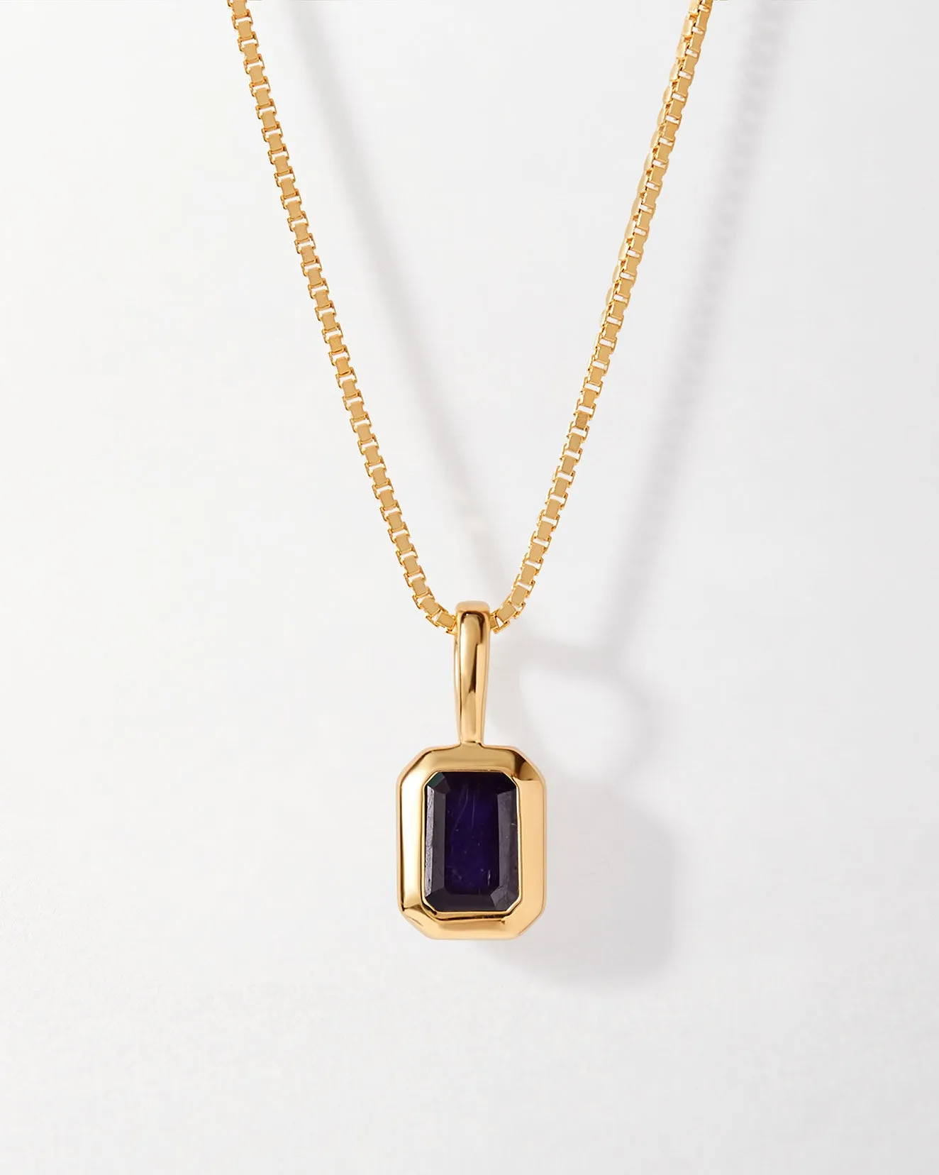 Deco Blue Sapphire September Birthstone Necklace