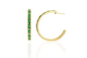 Details by CoatTails Emerald Baguette Hoop Earrings