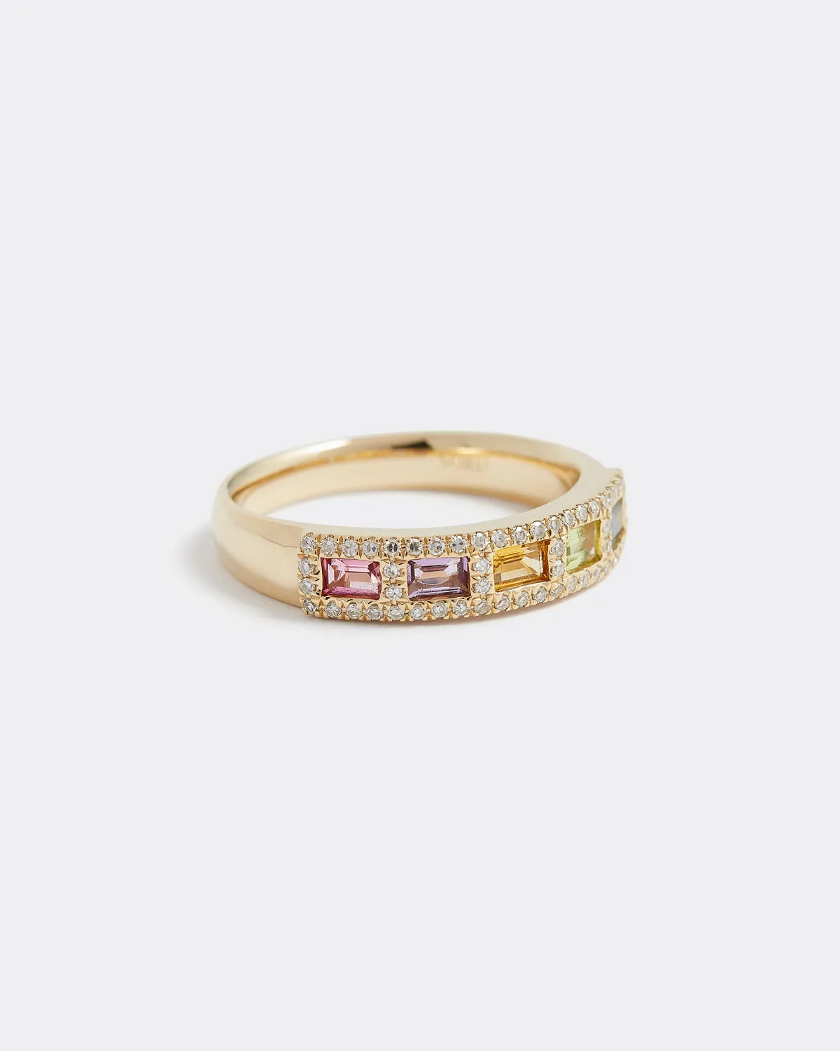 Diamond & Multi Coloured Gemstone Baguette Ring