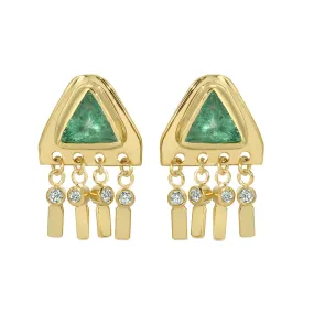 Diamond and Emerald Pyramid Earrings