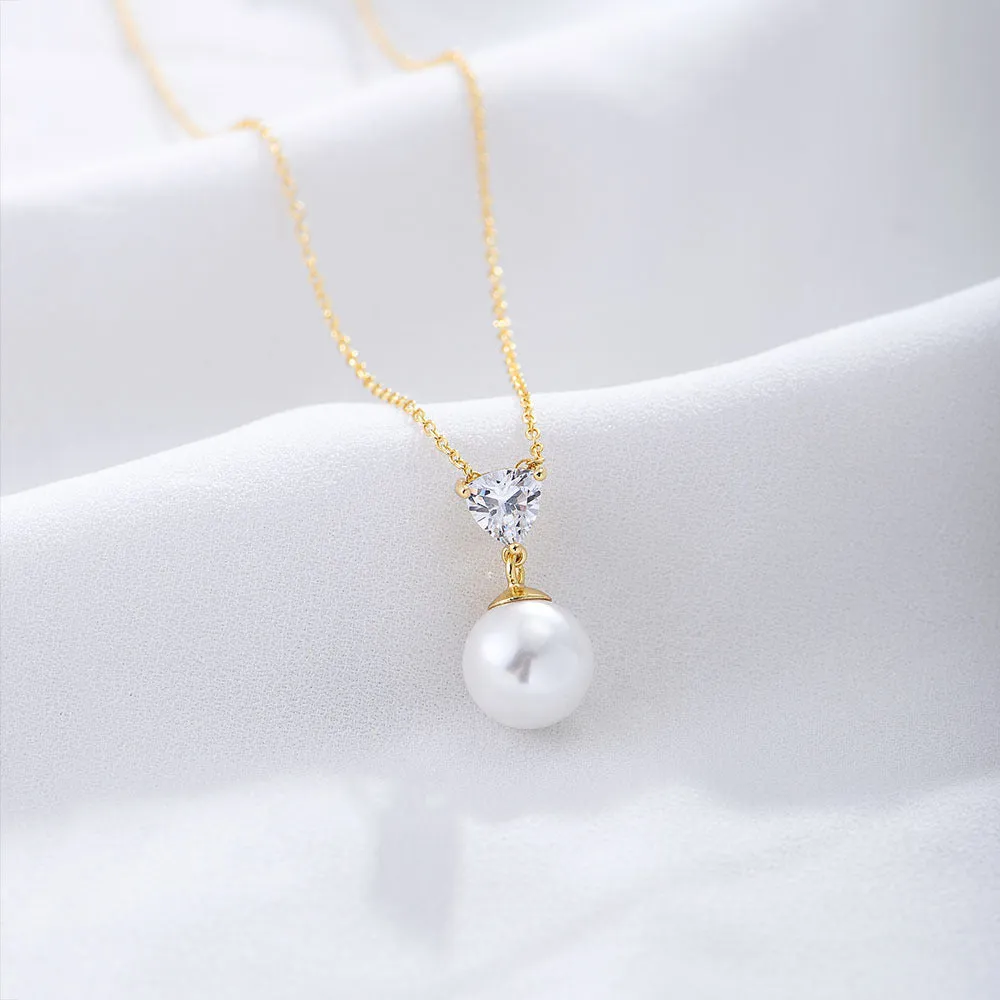 Diamond and Single Pearl Necklace