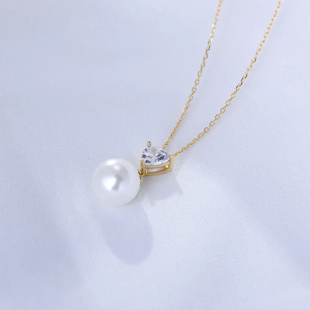 Diamond and Single Pearl Necklace