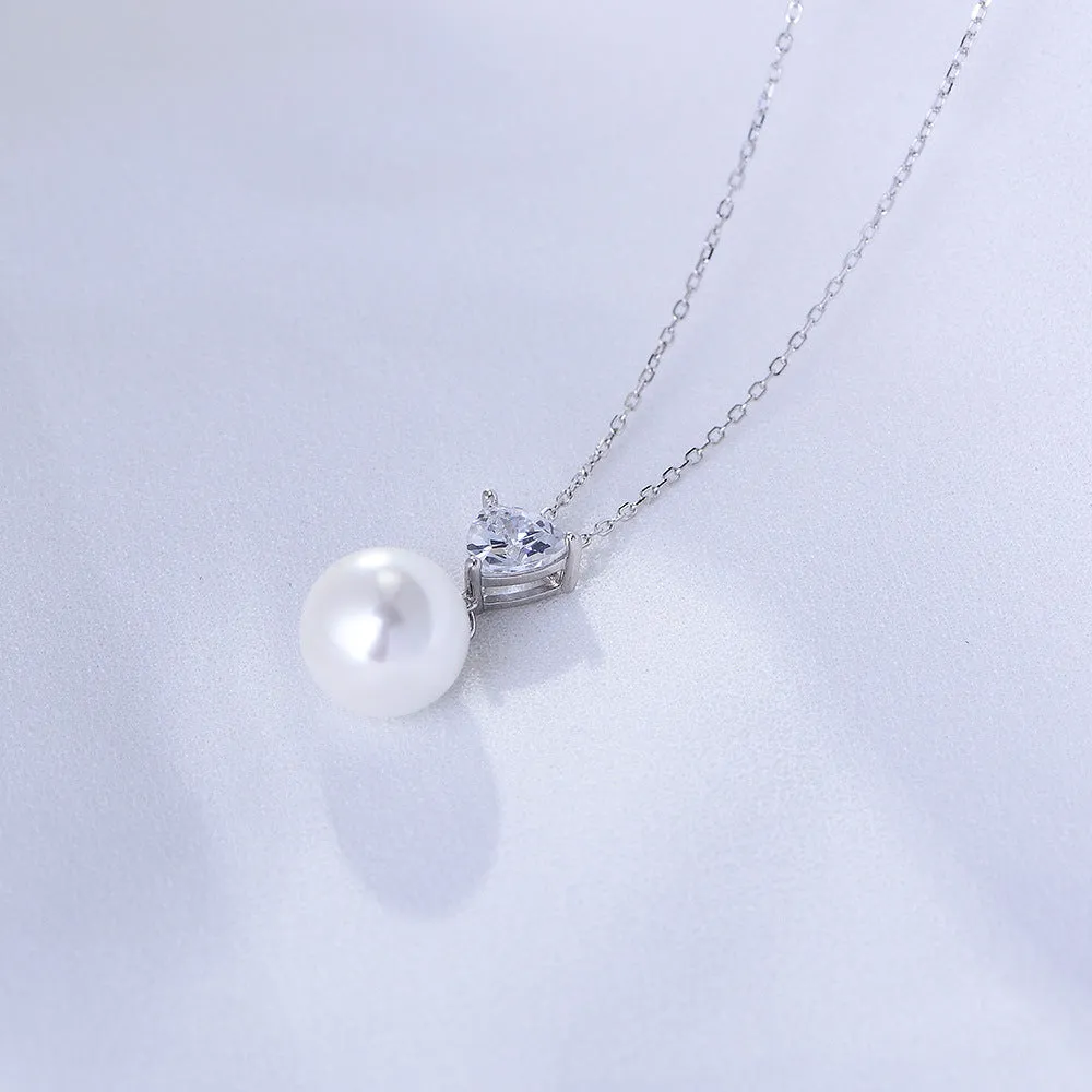 Diamond and Single Pearl Necklace