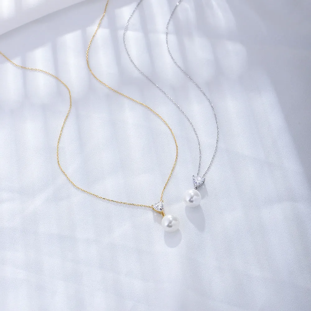 Diamond and Single Pearl Necklace