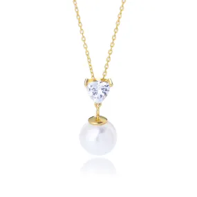 Diamond and Single Pearl Necklace