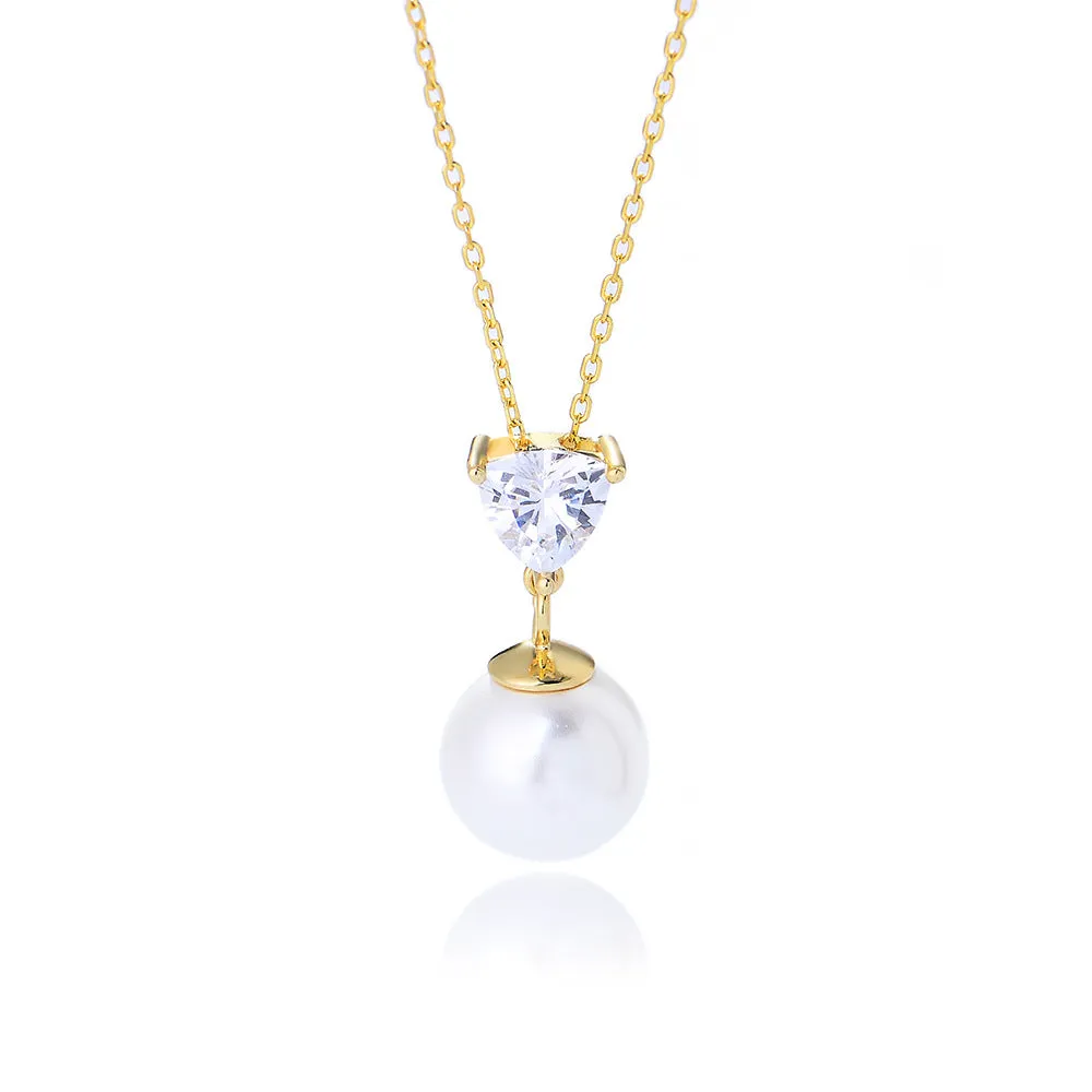 Diamond and Single Pearl Necklace