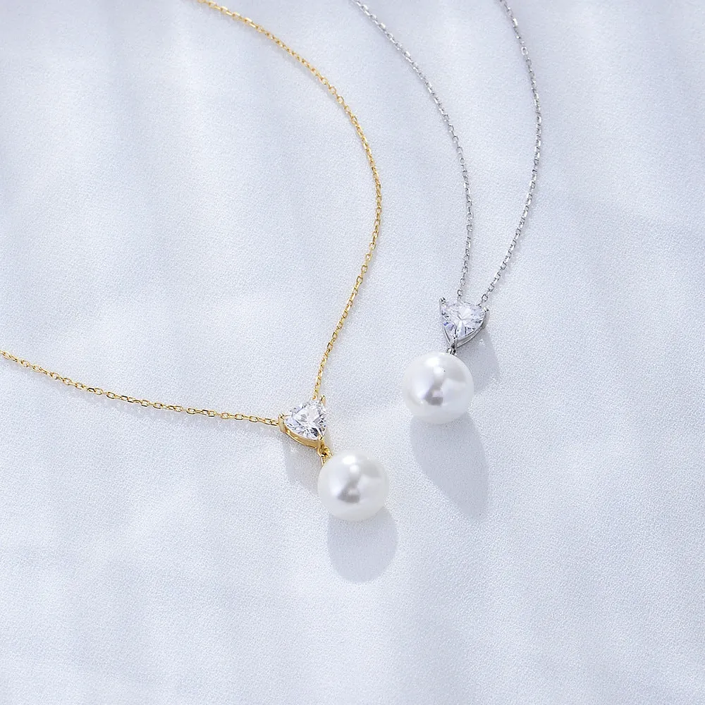 Diamond and Single Pearl Necklace