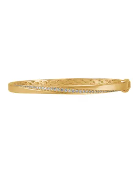 Diamond Bangle - 10ct Yellow Gold Diamond Set Hinged Bangle - 784323