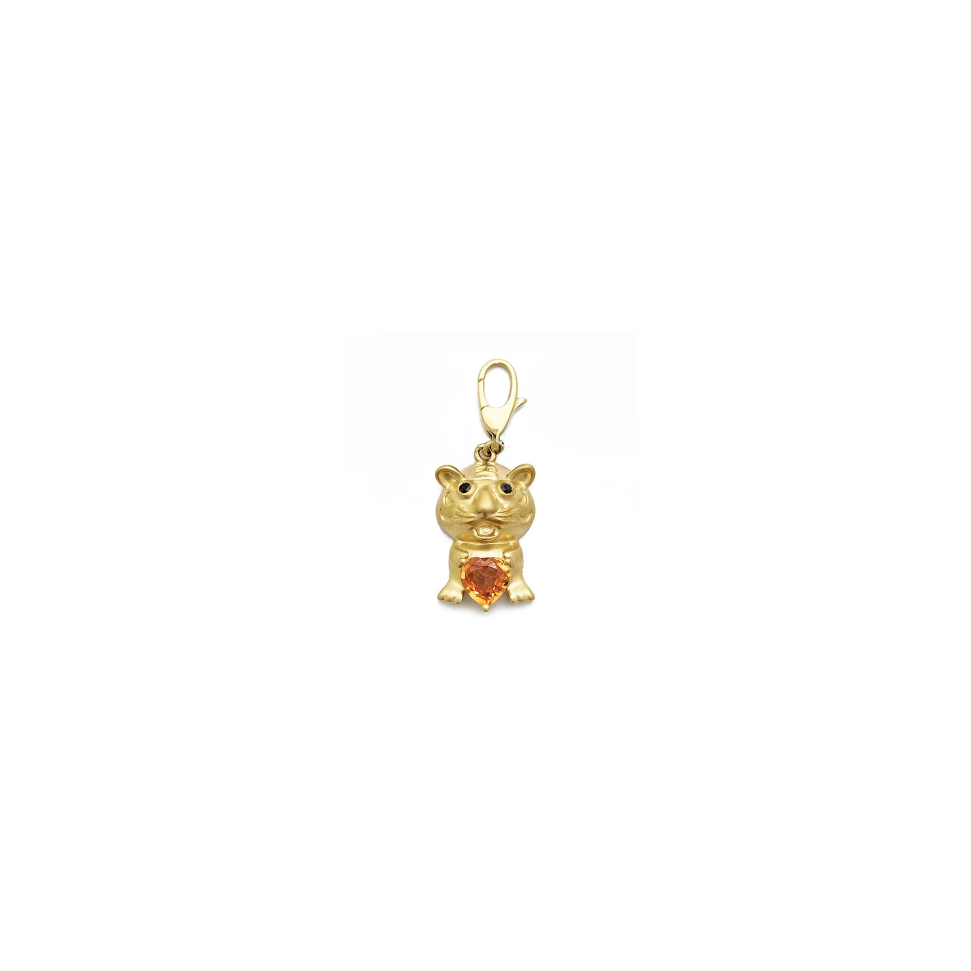 Diamond Chinese Zodiac Tiger with Citrine Heart Pendant (18K)