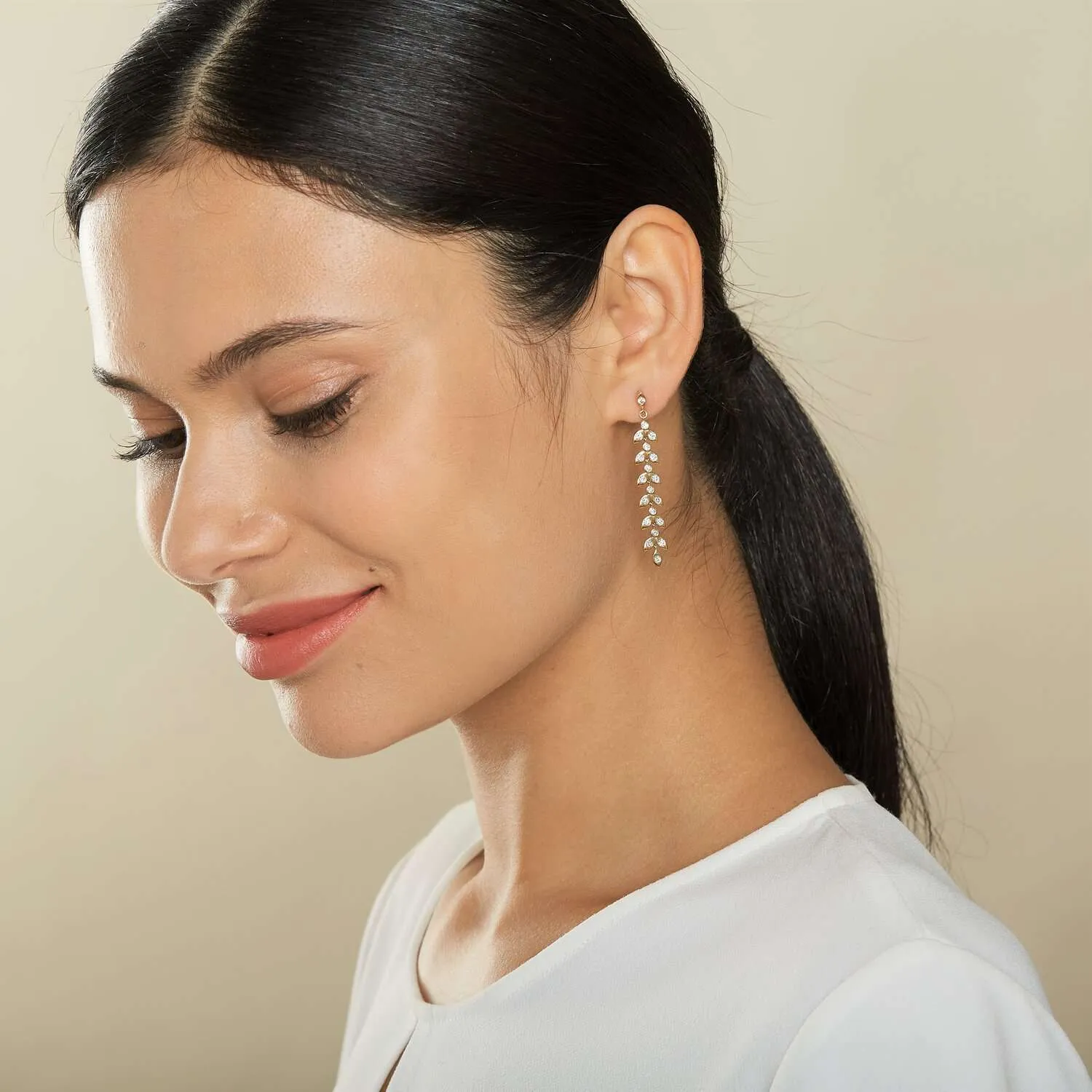 Diamond Leaf Earrings