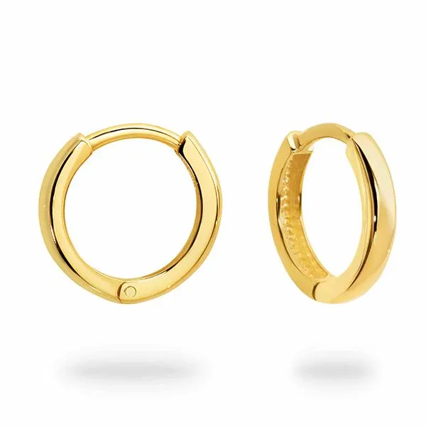 Duo Solid 9ct Yellow Gold Oval Sleeper Hoops (12.3mm)