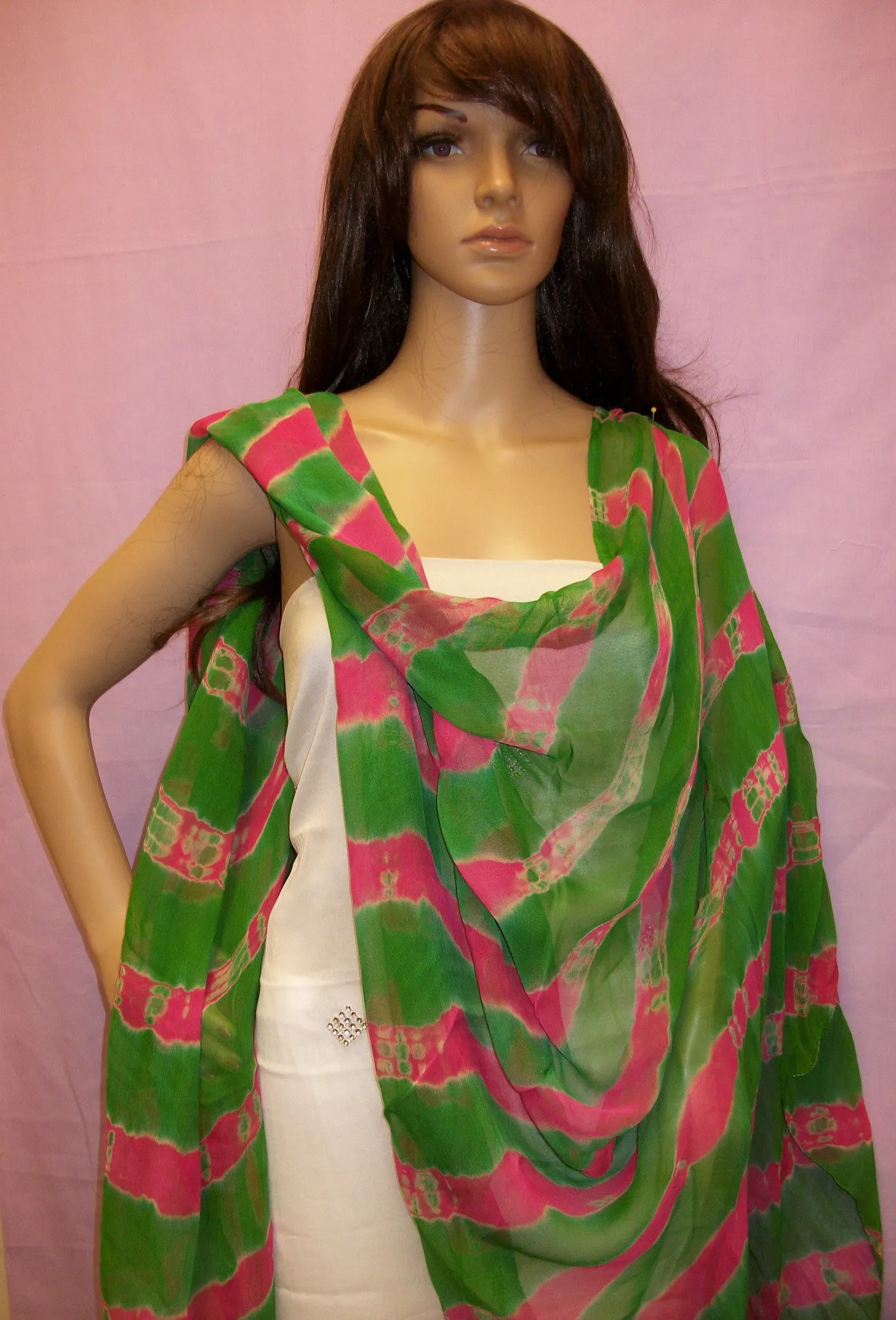 Dupatta Chiffon Pink Scarf