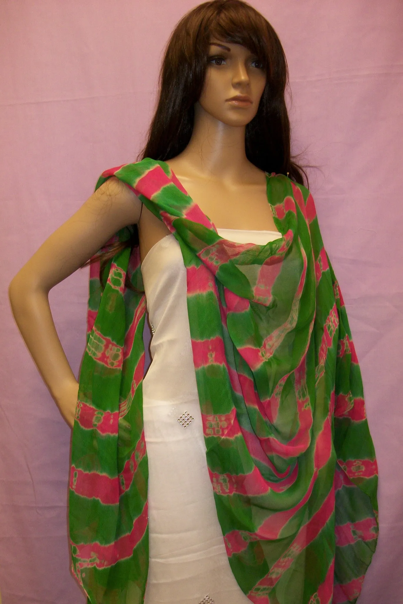 Dupatta Chiffon Pink Scarf